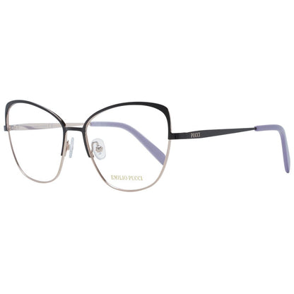 Eyeglasses Frames by Emilio Pucci for women in metal and black showcases a refined silhouette, detailed with a black coloured frame finish and a sophisticated full-frame frame design.