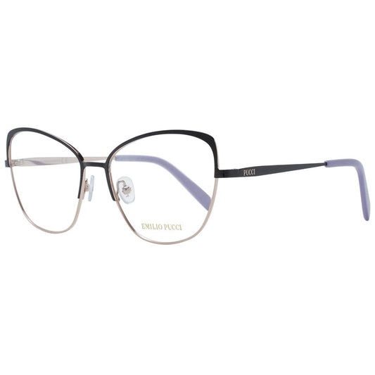 Eyeglasses Frames by Emilio Pucci for women in metal and black showcases a refined silhouette, detailed with a black coloured frame finish and a sophisticated full-frame frame design.