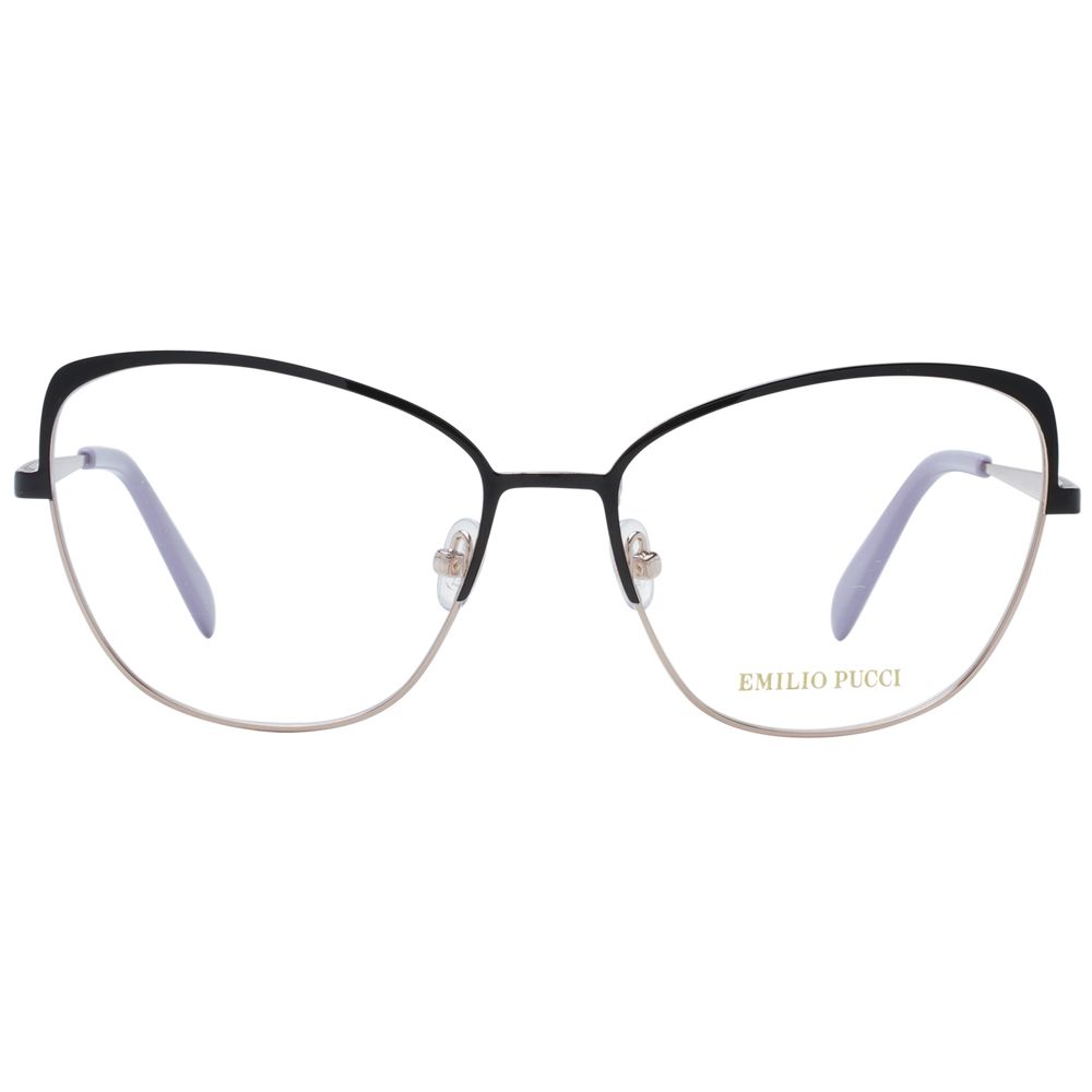 Eyeglasses Frames by Emilio Pucci for women in metal and black showcases an refined full-frame frame design featuring a sophisticated black coloured frame for an refined and refined aesthetic.