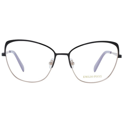 Eyeglasses Frames by Emilio Pucci for women in metal and black showcases an refined full-frame frame design featuring a sophisticated black coloured frame for an refined and refined aesthetic.