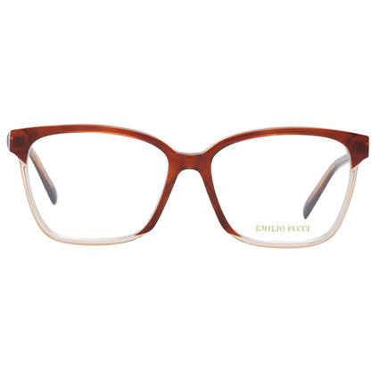 Eyeglasses Frames by Emilio Pucci for women in plastic brown features an refined silhouette, showcasing the refined brown coloured frame and sophisticated full-frame frame design.