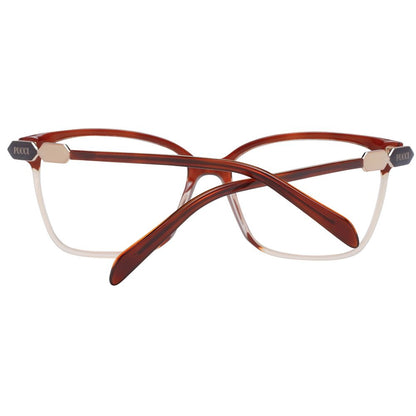 Eyeglasses Frames by Emilio Pucci for women in plastic brown showcases a refined full-frame frame design with a refined brown coloured frame finish for a refined and sophisticated look.