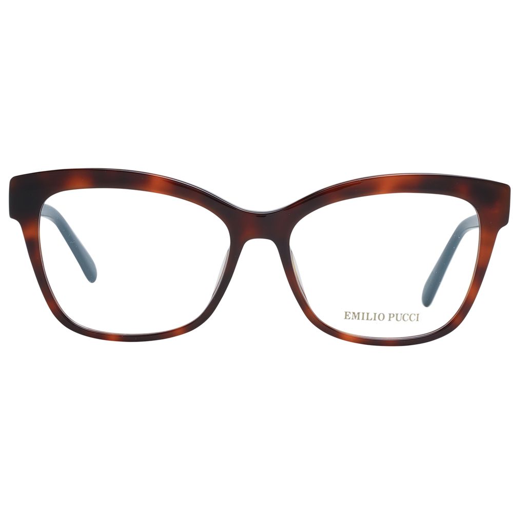 Eyeglasses Frames by Emilio Pucci for women in plastic brown features an refined silhouette, showcasing a sophisticated brown coloured frame and refined full-frame frame design for a refined look.