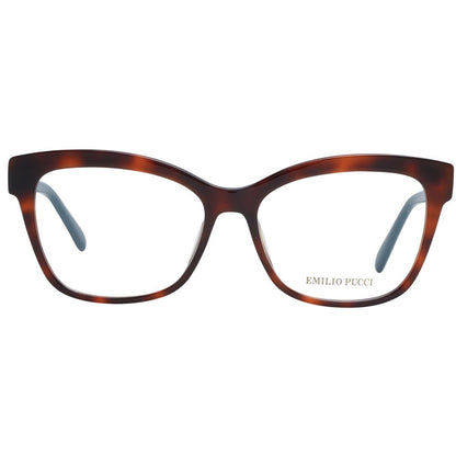 Eyeglasses Frames by Emilio Pucci for women in plastic brown features an refined silhouette, showcasing a sophisticated brown coloured frame and refined full-frame frame design for a refined look.