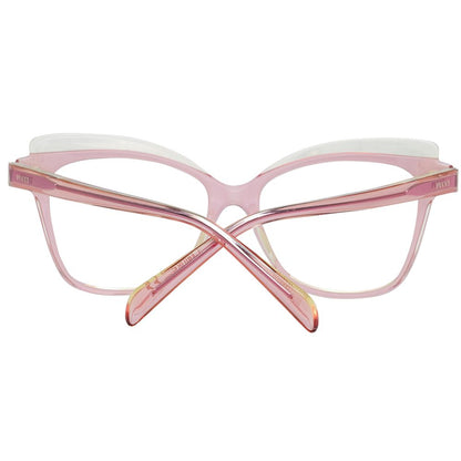 Eyeglasses Frames by Emilio Pucci for women in plastic and pink showcases an refined full-frame frame design featuring a sophisticated rose coloured frame for an refined and refined aesthetic.
