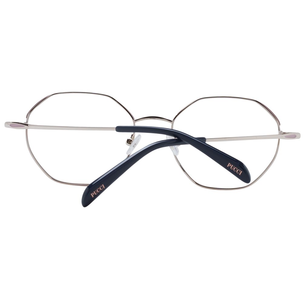Eyeglasses Frames by Emilio Pucci for women in metal pink features an refined silhouette, showcasing a sophisticated rose coloured frame and refined full-frame frame design for a refined look.