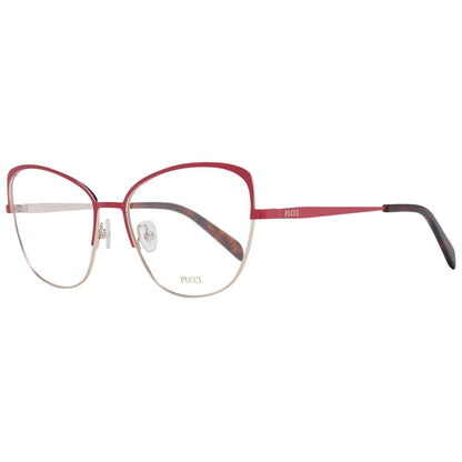 Eyeglasses Frames by Emilio Pucci for women in metal red showcases a refined full-frame frame design with a refined red coloured frame finish for a refined and sophisticated look.