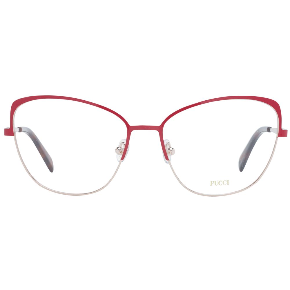 Eyeglasses Frames by Emilio Pucci for women in metal red features an refined silhouette, showcasing the refined red coloured frame and sophisticated full-frame frame design.