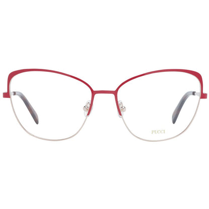 Eyeglasses Frames by Emilio Pucci for women in metal red features an refined silhouette, showcasing the refined red coloured frame and sophisticated full-frame frame design.