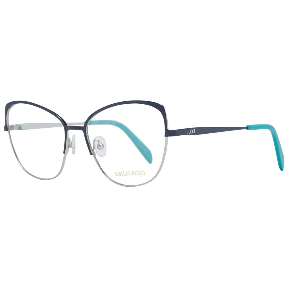 Eyeglasses Frames by Emilio Pucci for women in metal and blue showcases an refined full-frame frame design featuring a sophisticated blue coloured frame for an refined and refined aesthetic.