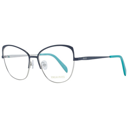 Eyeglasses Frames by Emilio Pucci for women in metal and blue showcases an refined full-frame frame design featuring a sophisticated blue coloured frame for an refined and refined aesthetic.