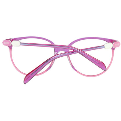 Eyeglasses Frames by Emilio Pucci for women in plastic purple showcases a reflective silhouette, artfully incorporating a sophisticated purple coloured frame with a distinct full-frame frame design.