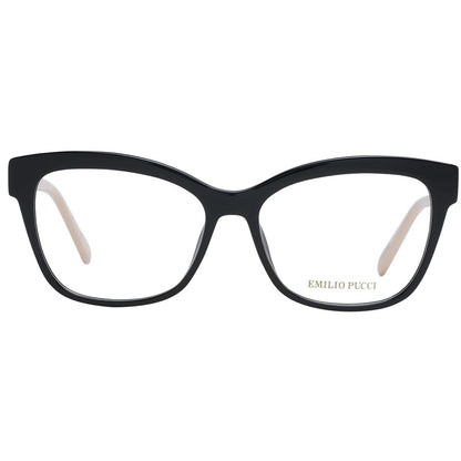 Eyeglasses Frames by Emilio Pucci for women in plastic and black showcases a refined silhouette, detailed with a black coloured frame finish and a sophisticated full-frame frame design.