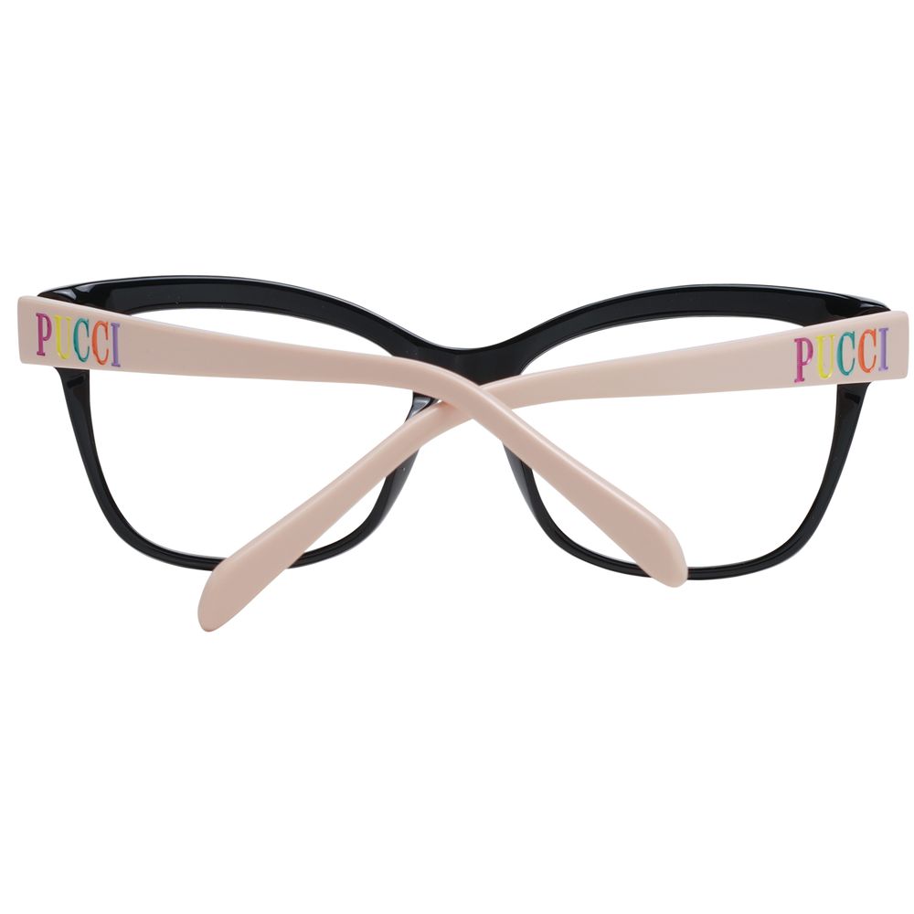 Eyeglasses Frames by Emilio Pucci for women in plastic black features an refined silhouette, showcasing the refined black coloured frame and sophisticated full-frame frame design.