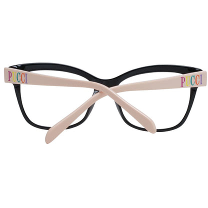 Eyeglasses Frames by Emilio Pucci for women in plastic black features an refined silhouette, showcasing the refined black coloured frame and sophisticated full-frame frame design.