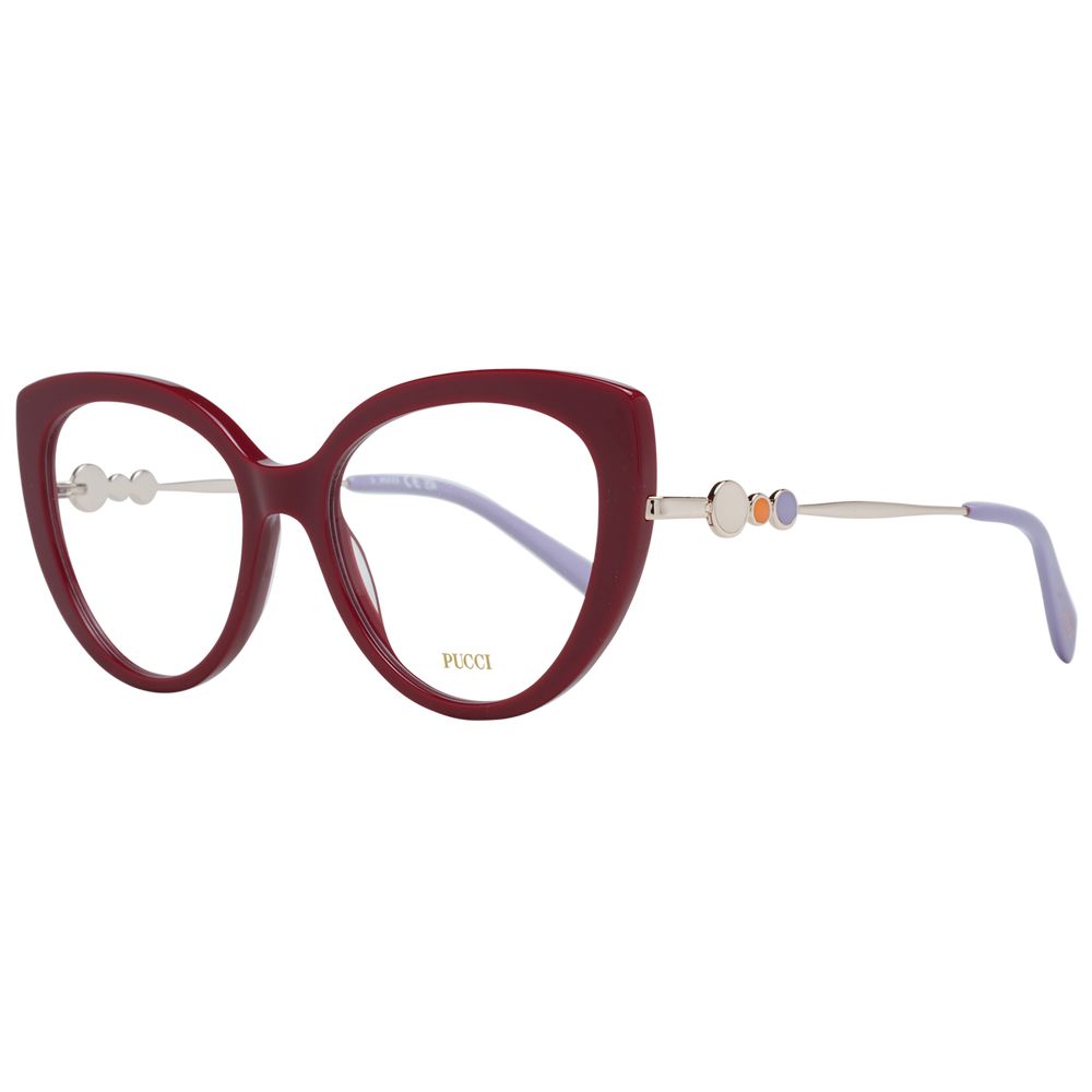 Eyeglasses Frames by Emilio Pucci for women in plastic red features an refined silhouette, showcasing the refined red coloured frame and sophisticated full-frame frame design.
