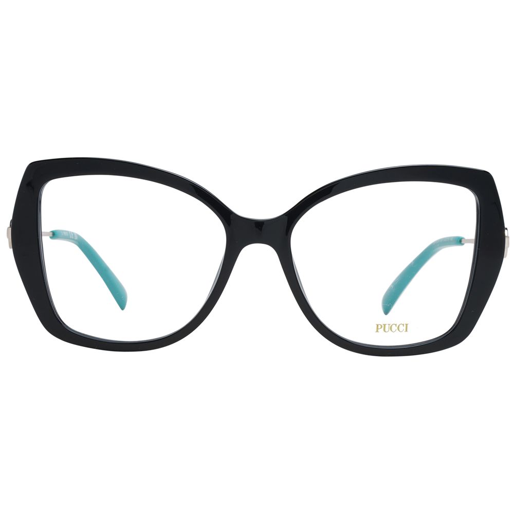 Eyeglasses Frames by Emilio Pucci for women in plastic black features an refined silhouette, showcasing a sophisticated black coloured frame and refined full-frame frame design for a refined look.
