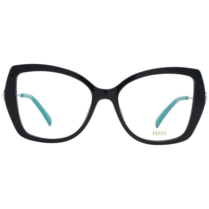 Eyeglasses Frames by Emilio Pucci for women in plastic black features an refined silhouette, showcasing a sophisticated black coloured frame and refined full-frame frame design for a refined look.