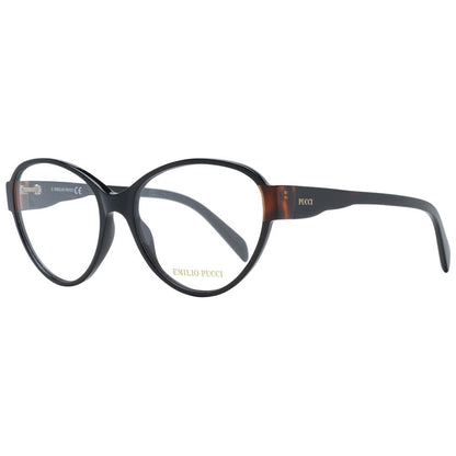 Eyeglasses Frames by Emilio Pucci for women in plastic black features an refined silhouette, showcasing a sophisticated black coloured frame and refined full-frame frame design for a refined look.