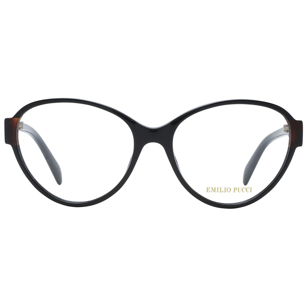 Eyeglasses Frames by Emilio Pucci for women in plastic black features an refined silhouette, showcasing the refined black coloured frame and sophisticated full-frame frame design.