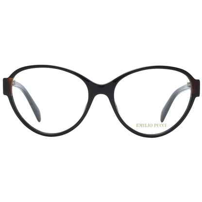 Eyeglasses Frames by Emilio Pucci for women in plastic black features an refined silhouette, showcasing the refined black coloured frame and sophisticated full-frame frame design.