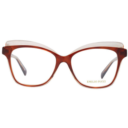 Eyeglasses Frames by Emilio Pucci for women in plastic and brown showcases an refined full-frame frame design featuring a sophisticated brown coloured frame for an refined and refined aesthetic.