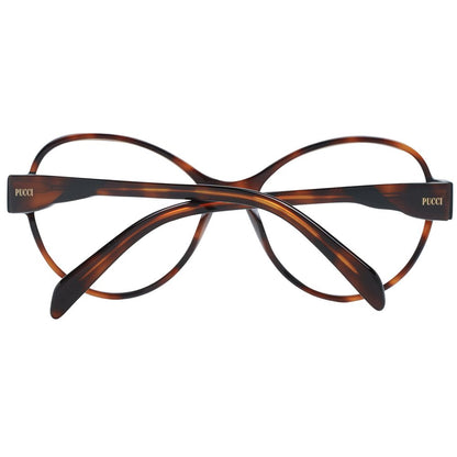 Eyeglasses Frames by Emilio Pucci for women in plastic brown showcases a refined full-frame frame design with a refined brown coloured frame finish for a refined and sophisticated look.