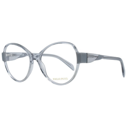 Eyeglasses Frames by Emilio Pucci for women in plastic and transparent showcases an refined full-frame frame design featuring a sophisticated transparent coloured frame for an refined and refined aesthetic.
