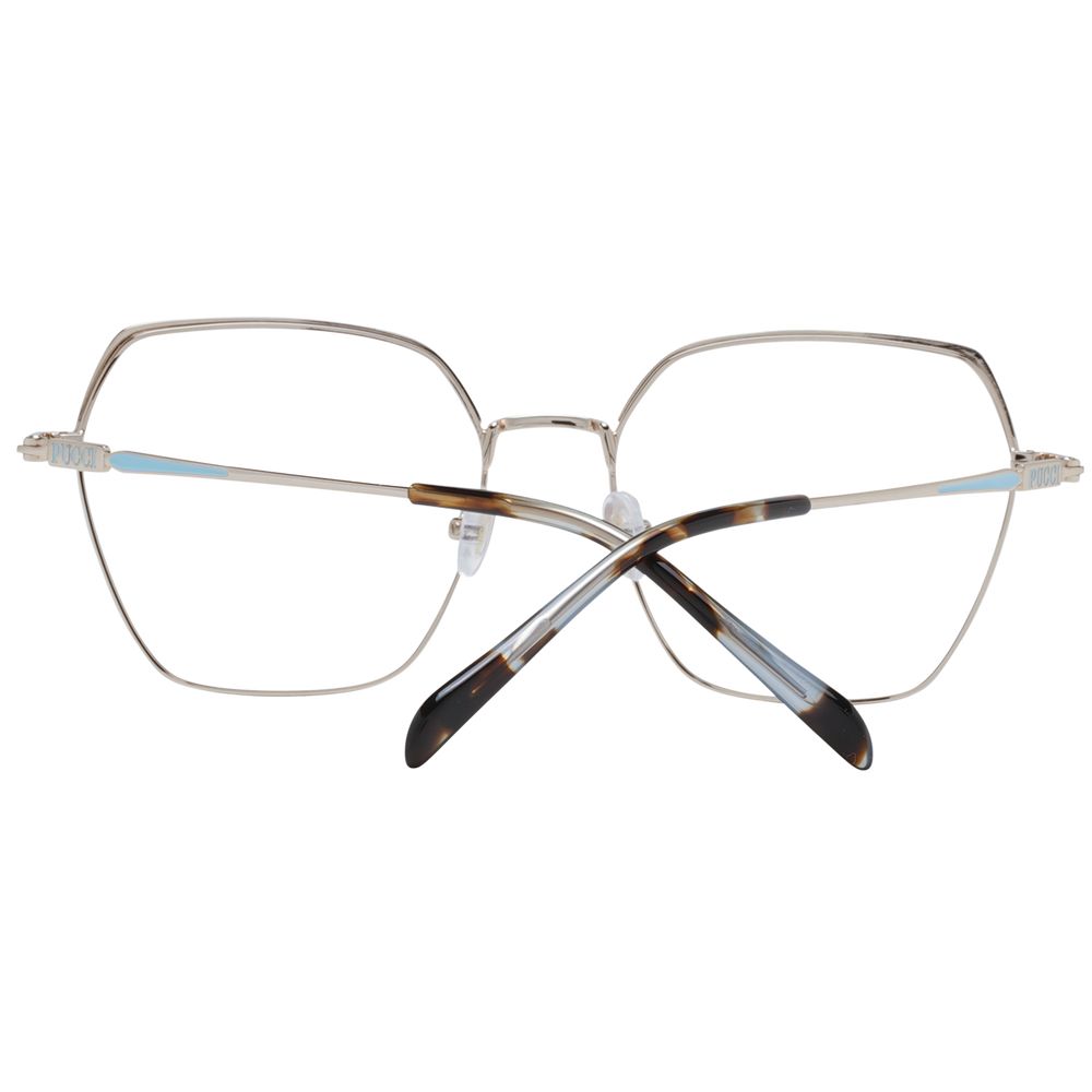 Eyeglasses Frames by Emilio Pucci for women in metal and gold showcases an refined full-frame frame design featuring a sophisticated gold coloured frame for an refined and refined aesthetic.