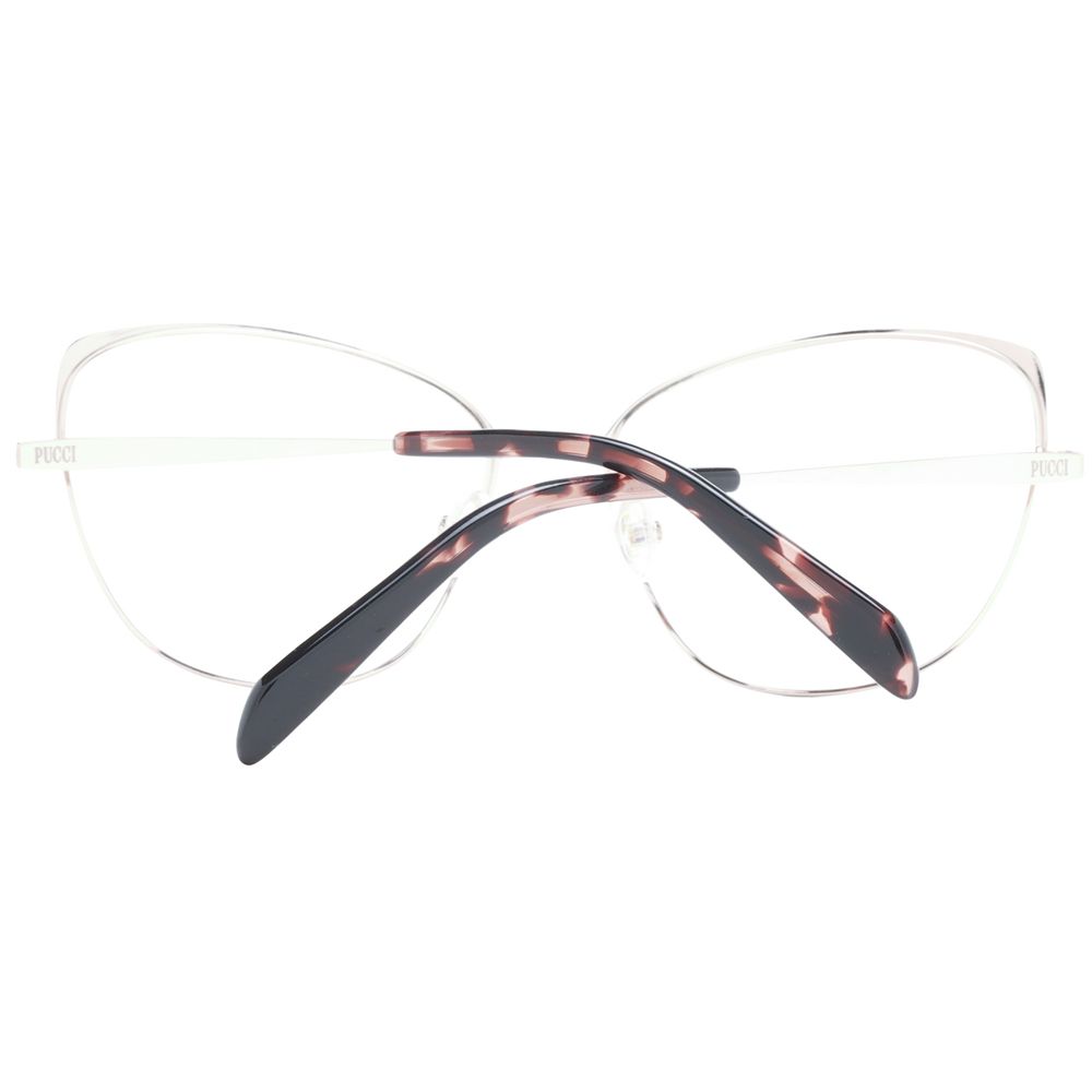 Eyeglasses Frames by Emilio Pucci for women in metal rose-gold features a refined silhouette, showcasing a refined rose-gold coloured frame and full-frame frame design for a sophisticated, premium look.
