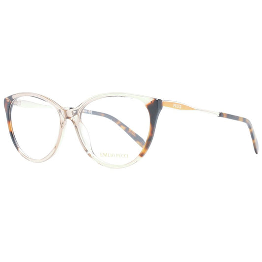 Eyeglasses Frames by Emilio Pucci for women in plastic brown features an refined silhouette, showcasing a sophisticated brown coloured frame and refined full-frame frame design for a refined look.