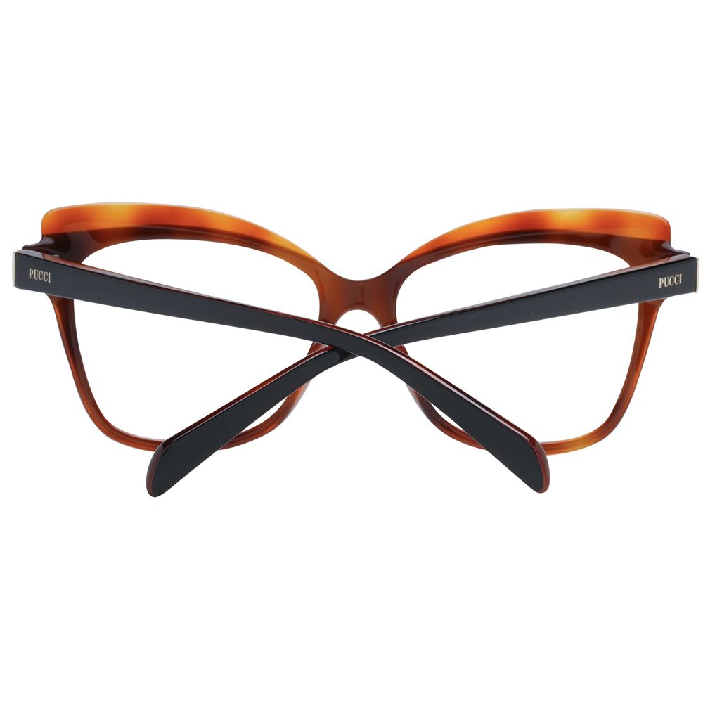 Eyeglasses Frames by Emilio Pucci for women in plastic brown features a refined silhouette, showcasing a refined brown coloured frame and full-frame frame design for a sophisticated, premium look.