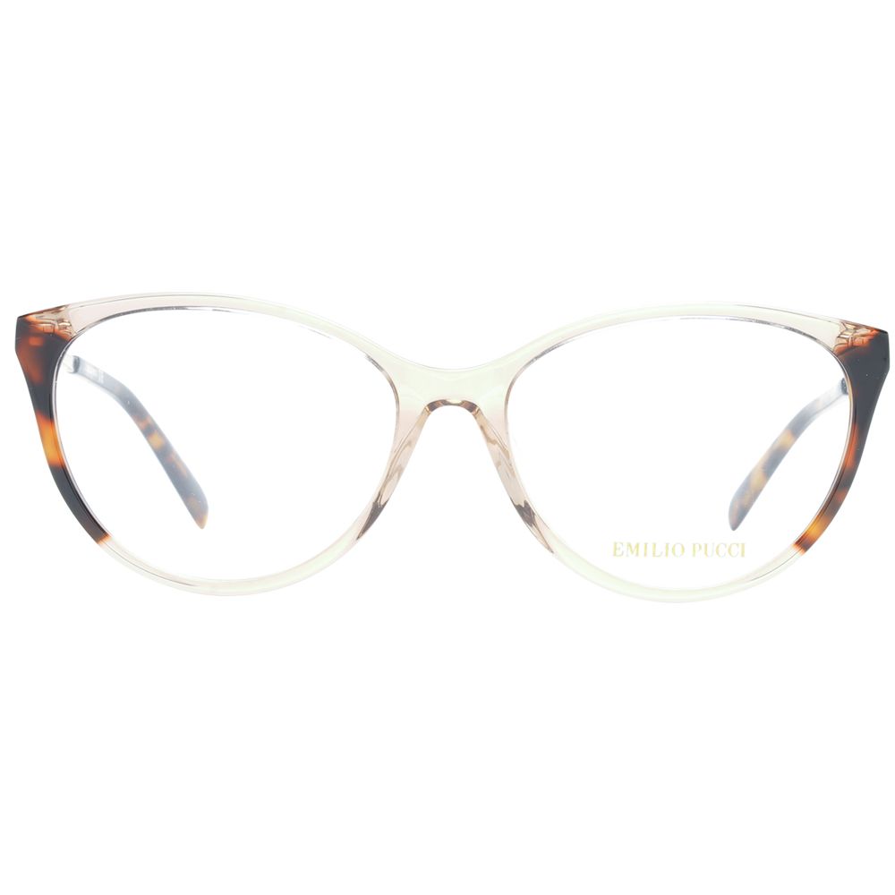 Eyeglasses Frames by Emilio Pucci for women in plastic brown features an refined silhouette, showcasing the refined brown coloured frame and sophisticated full-frame frame design.