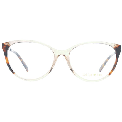 Eyeglasses Frames by Emilio Pucci for women in plastic brown features an refined silhouette, showcasing the refined brown coloured frame and sophisticated full-frame frame design.