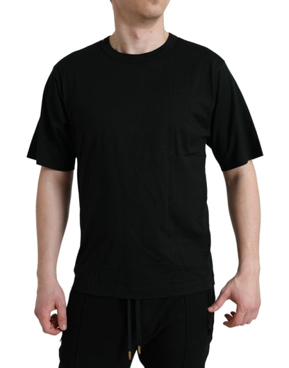 Black Elegant Embossed Logo Cotton Tee