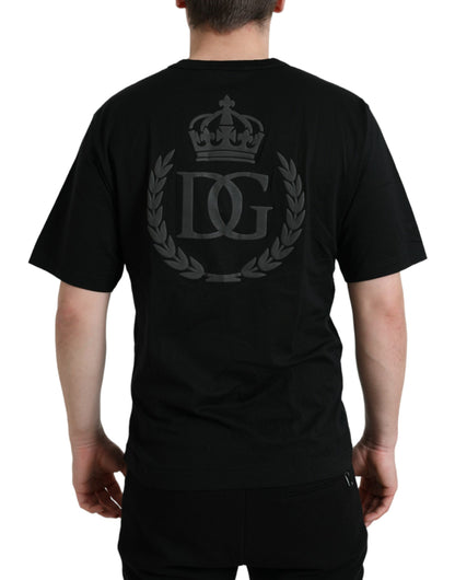 Black Elegant Embossed Logo Cotton Tee