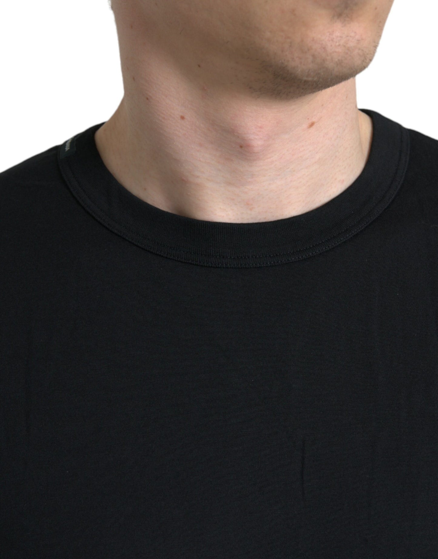 Black Elegant Embossed Logo Cotton Tee