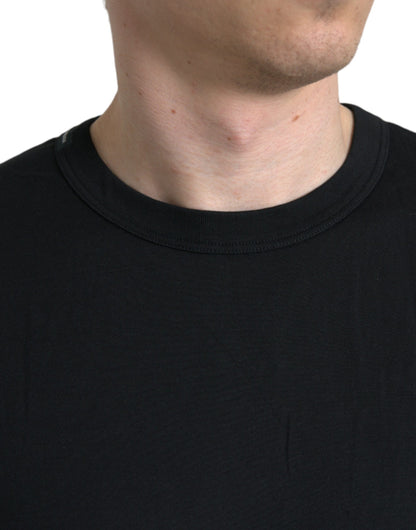 Black Elegant Embossed Logo Cotton Tee