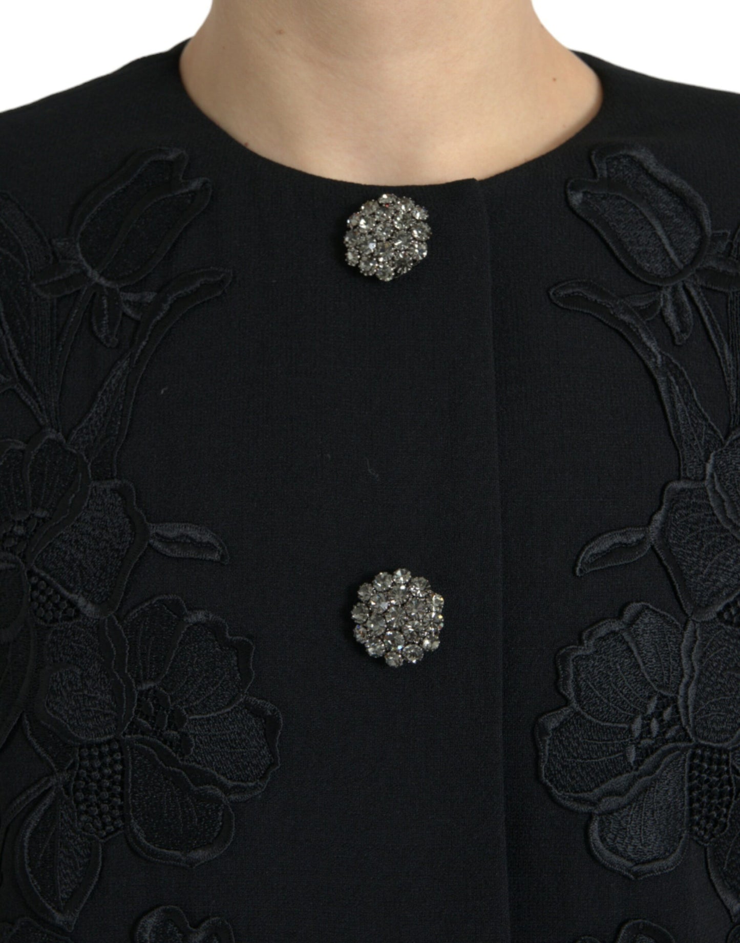 Dolce & Gabbana Women's Elegant Floral Buttoned Wool Trench Coat