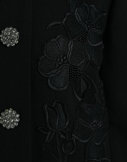 Dolce & Gabbana Women's Elegant Floral Buttoned Wool Trench Coat