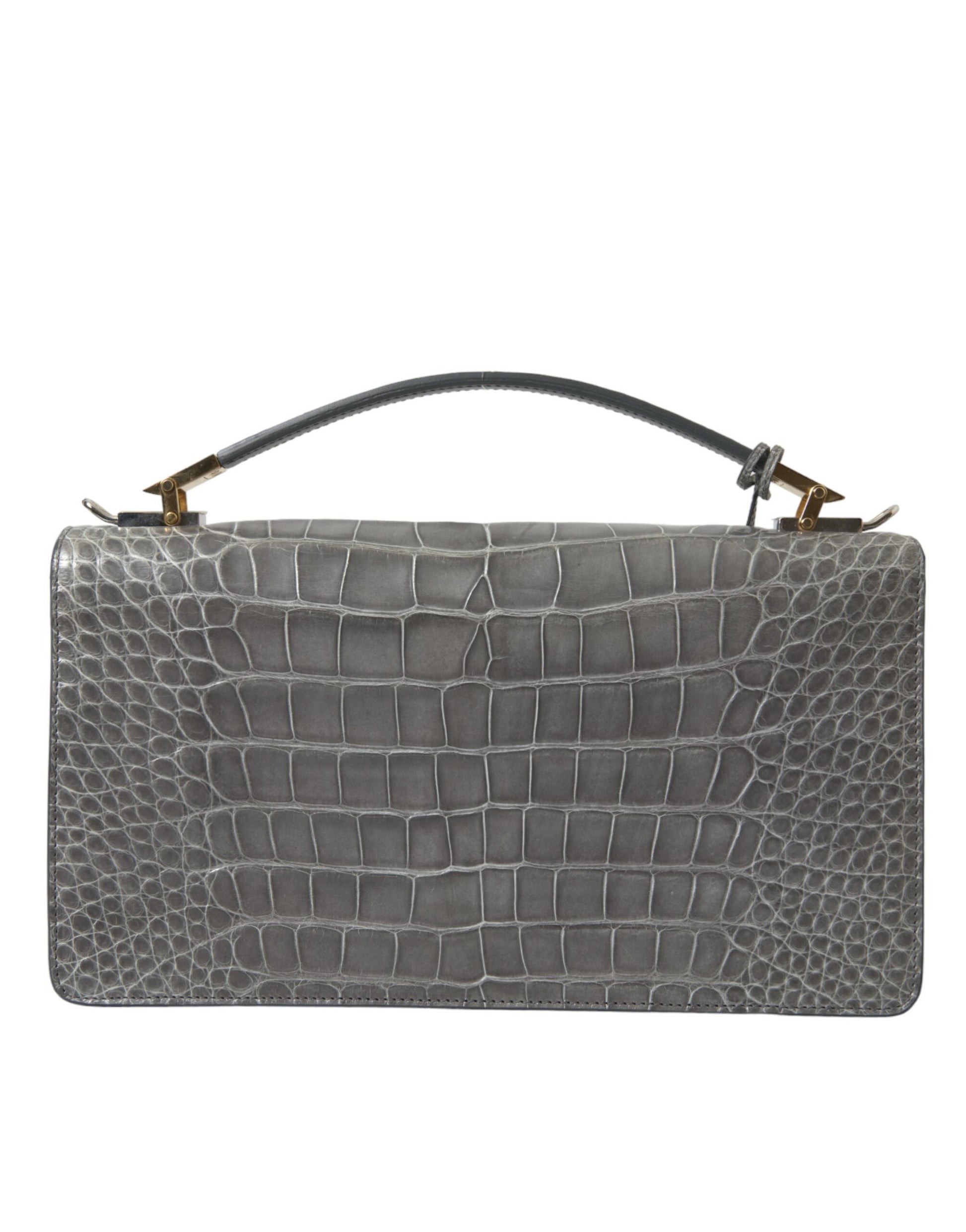 Medium Shoulder Bag by Balenciaga for women in alligator skin leather gray presents a statuesque silhouette, showcasing a secure magnetic and statuesque with versatile shoulder-strap, adjustable-strap, detachable-strap & handle for a sophisticated look.