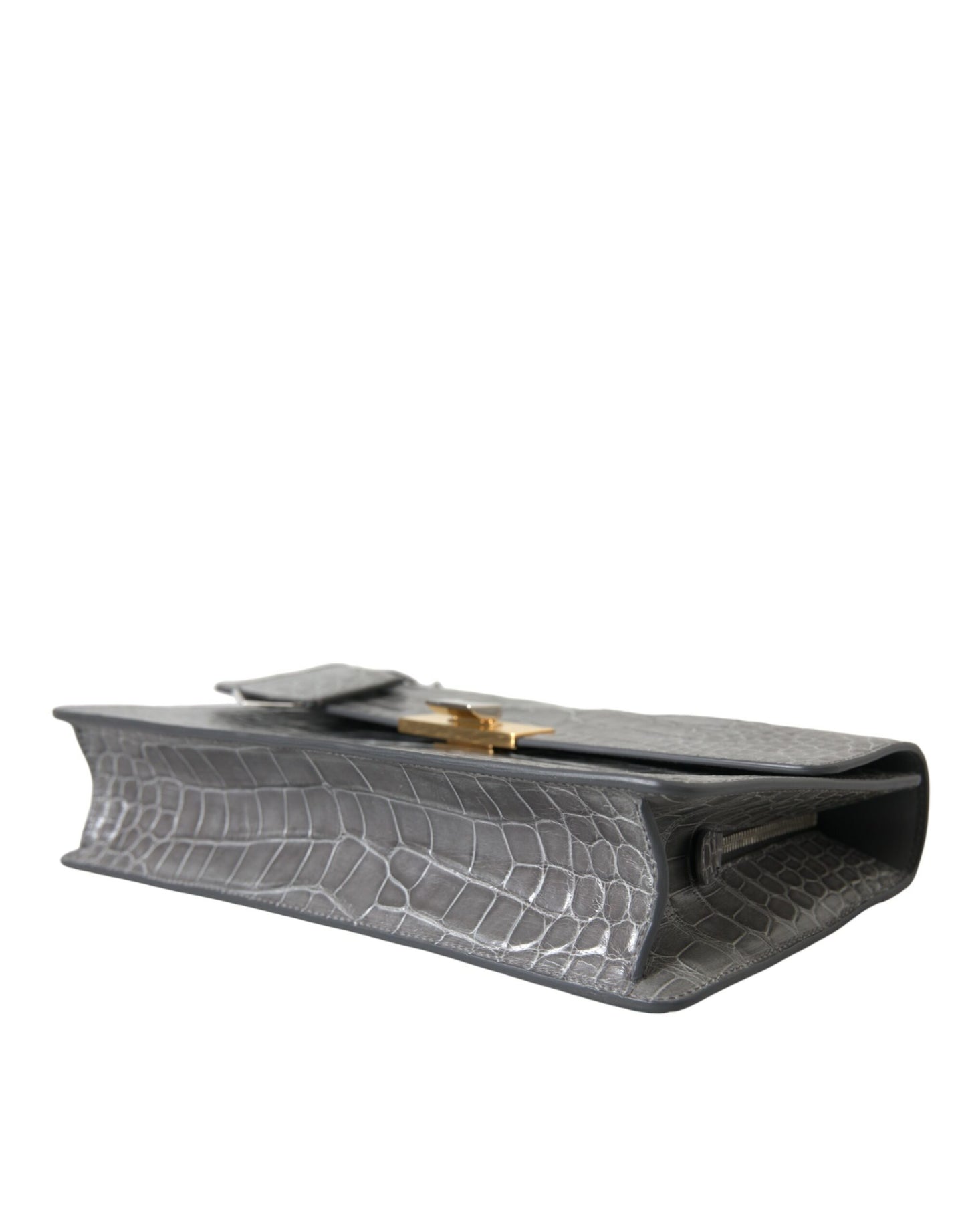 Medium Shoulder Bag by Balenciaga for women in alligator skin leather gray features a stately silhouette, showcasing a secure magnetic, ample , and stately shoulder-strap, adjustable-strap, detachable-strap & handle for a stately finish.