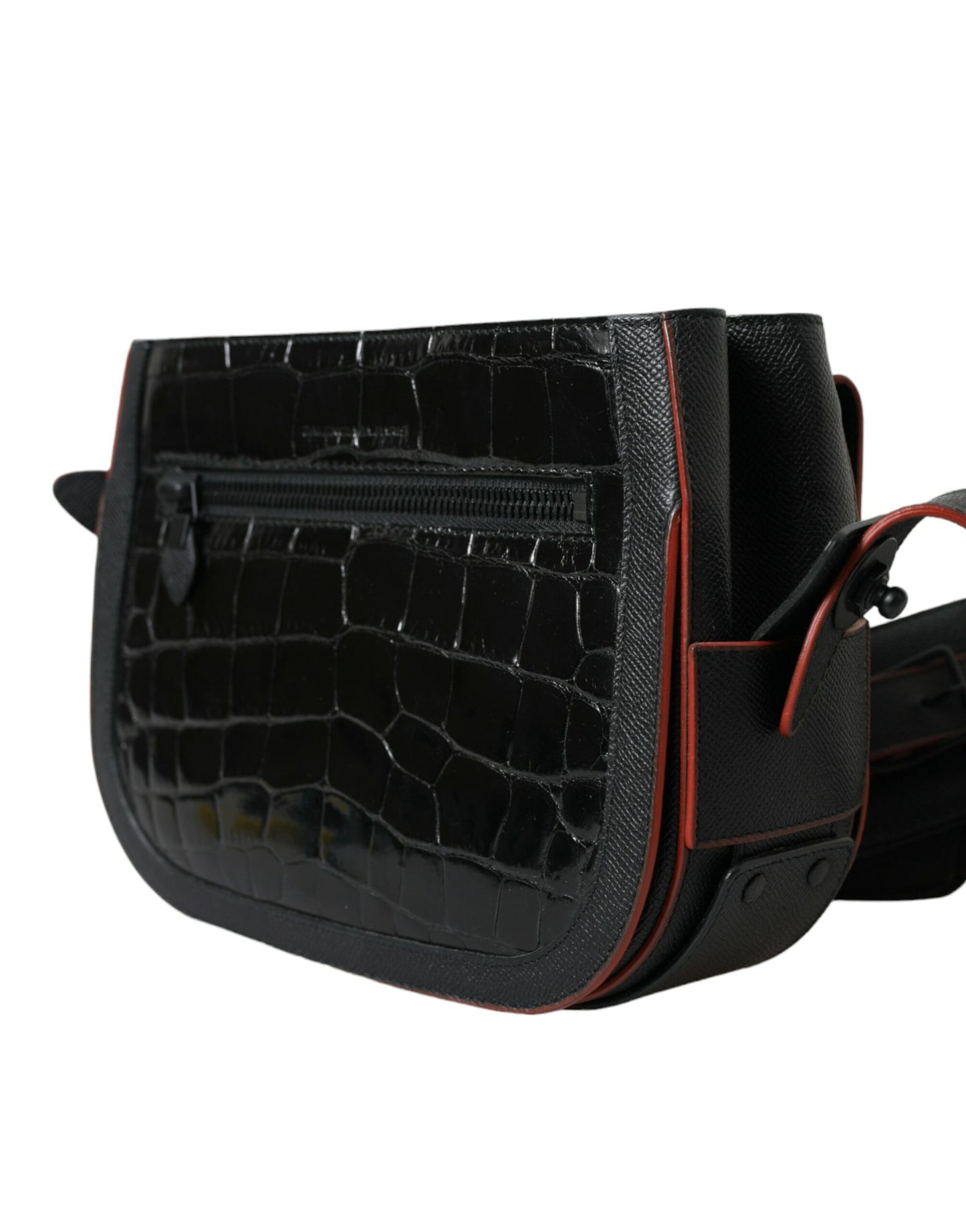 Compact Camera Crossbody Handbag by Balenciaga for women in croc skin leather black features a multifaceted silhouette, showcasing a secure snap & button and multifaceted with versatile crossbody-strap, shoulder-strap & adjustable-strap for multifaceted style.