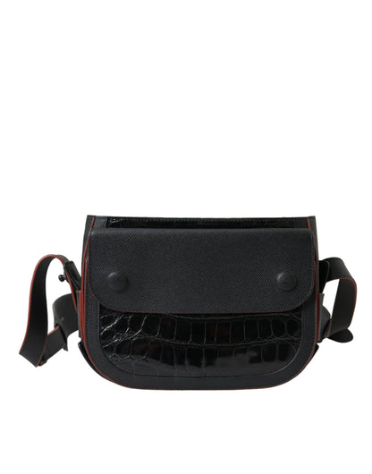 Compact Camera Crossbody Handbag by Balenciaga for women in croc skin leather black features an multi-faceted design with a secure snap & button, ample , and versatile crossbody-strap, shoulder-strap & adjustable-strap for a multi-faceted finish.