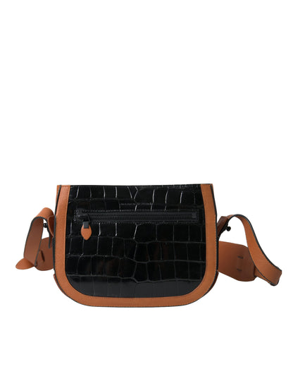 Compact Shoulder Camera Bag by Balenciaga for women in crocodile skin leather black & brown features an effortlessly chic silhouette with a secure snap & button, ample , and versatile shoulder-strap & adjustable-strap for effortlessly chic everyday luxury.