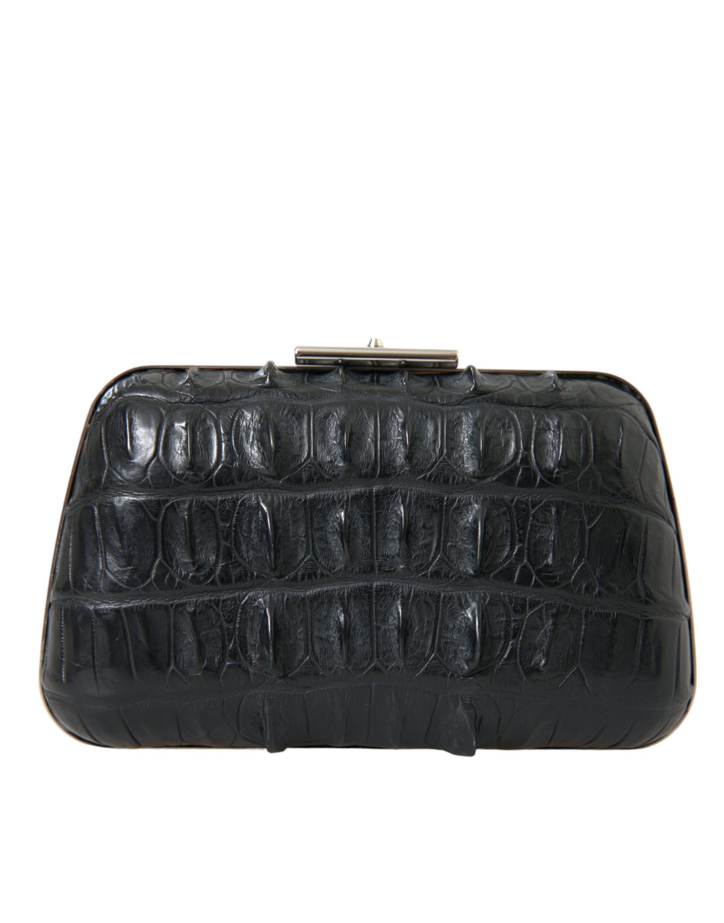 Compact 2-in-1 Shoulder & Crossbody Evening Clutch Convertible Handbag by Balenciaga for women in exotic skin leather black & silver features a refined silhouette, showcasing a secure clasp and refined with versatile crossbody-strap, shoulder-strap & detachable-strap for a refined finish.