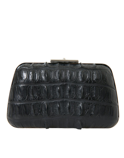 Compact 2-in-1 Shoulder & Crossbody Evening Clutch Convertible Handbag by Balenciaga for women in exotic skin leather black & silver features a refined silhouette, showcasing a secure clasp and refined with versatile crossbody-strap, shoulder-strap & detachable-strap for a refined finish.