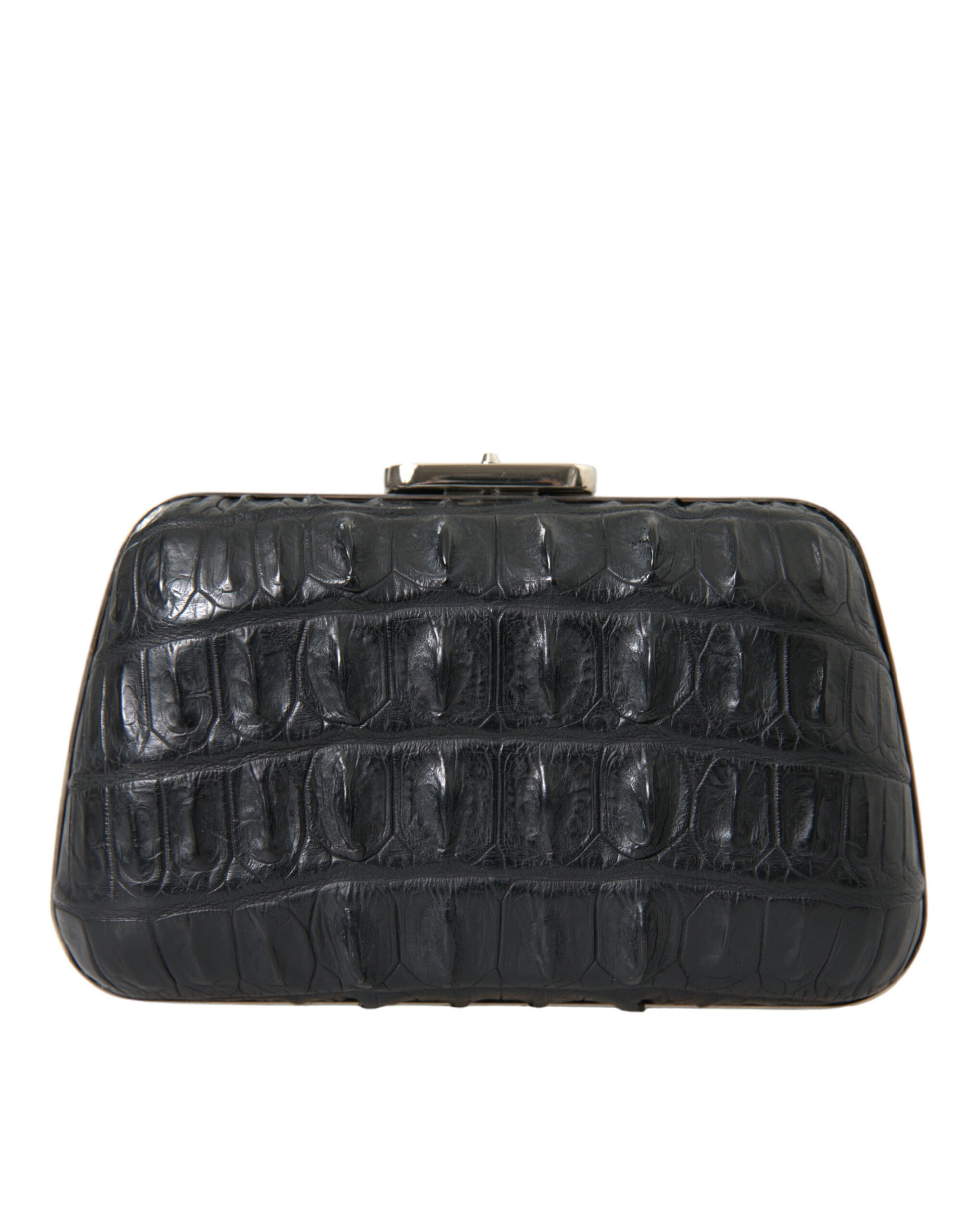 Compact 2-in-1 Shoulder & Crossbody Evening Clutch Convertible Handbag by Balenciaga for women in exotic skin leather black & silver features a polished silhouette with a secure clasp, ample , and polished crossbody-strap, shoulder-strap & detachable-strap for a sophisticated look.