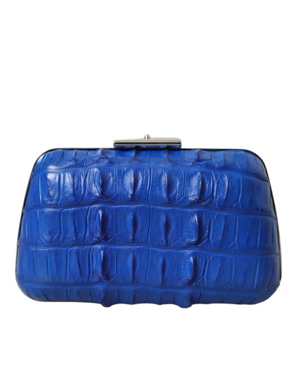 Compact Crossbody Evening Clutch Convertible Handbag by Balenciaga for women in exotic skin leather electric-blue & silver presents a enviable design with a secure , ample , and versatile crossbody-strap for a sophisticated look.
