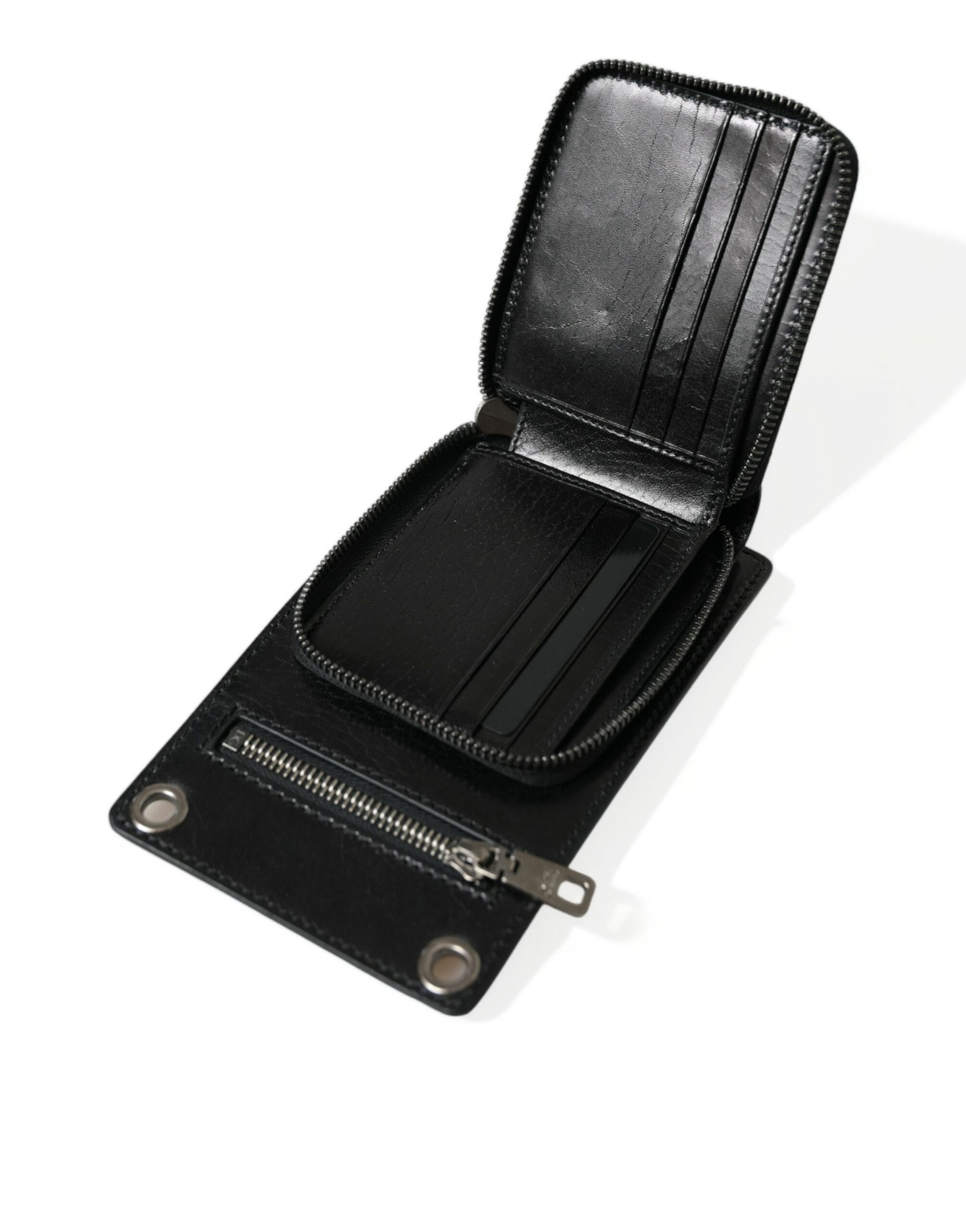 Wallet by Dolce & Gabbana for men in calf leather black features a streamlined silhouette, showcasing the streamlined Calf Leather Wallet design with sophisticated for a premium look.